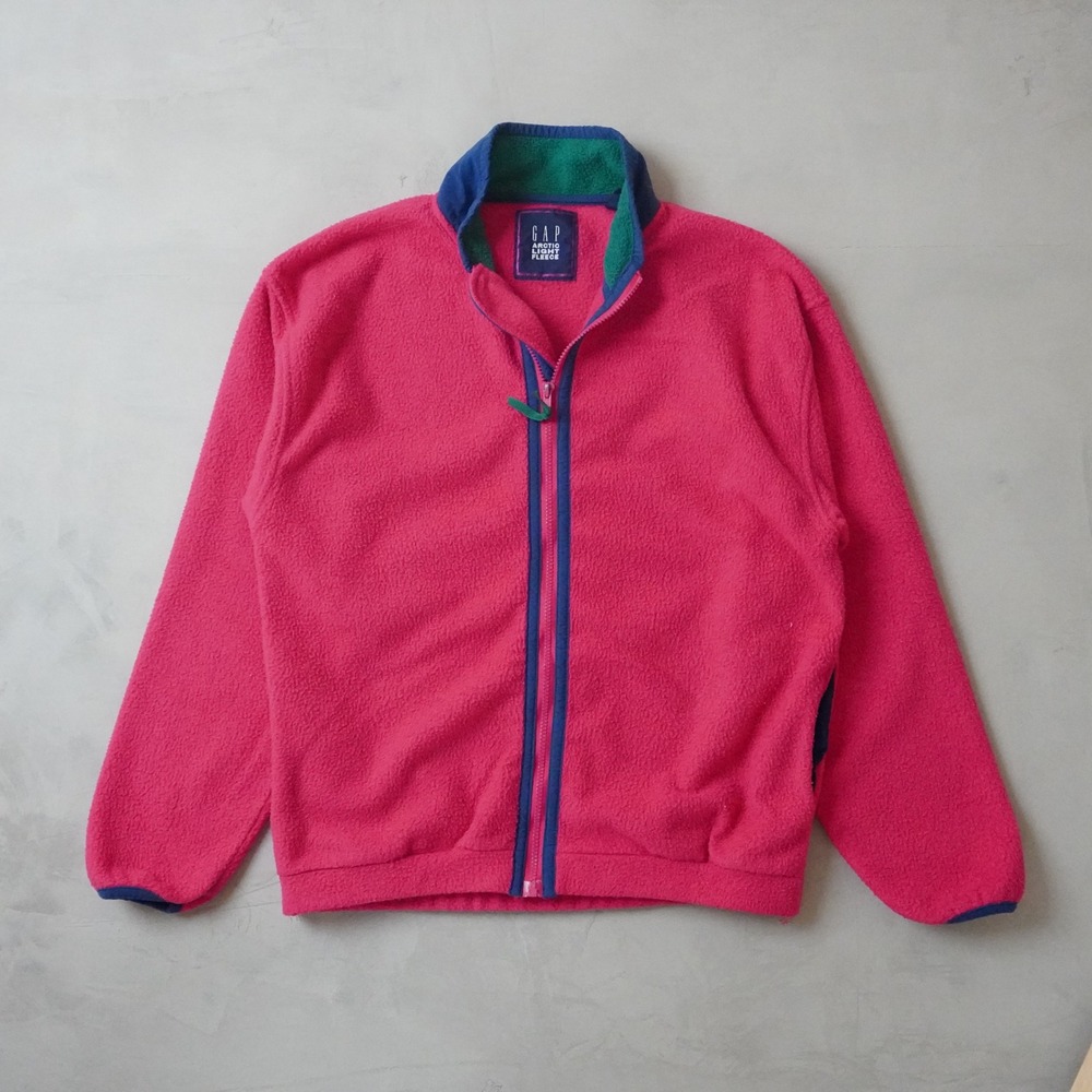 Vintage Gap Arctic Light Fleece Jacket Small Pink Full Zip 90s Colorblock Trim